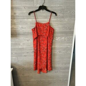 Tabitha Webb Flowered Dress Size 6 Red White Black Floral Lined Spaghetti Straps